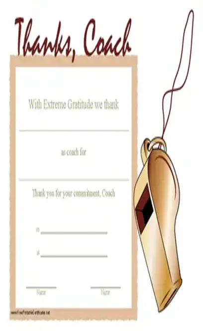 Thanking Coach Certificate Template