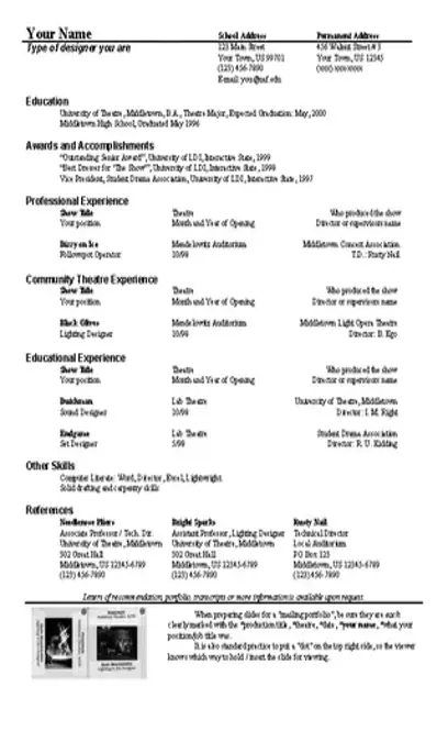 Theatre Technician Resume Template