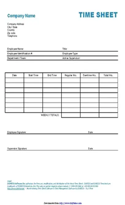 Time Sheets Templates