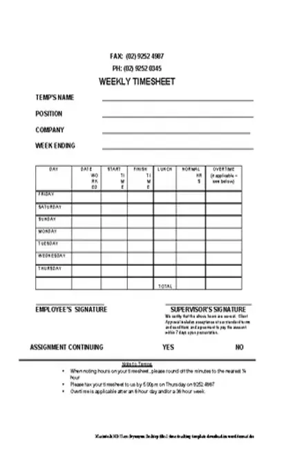 Time Tracking Template Download In Word Format