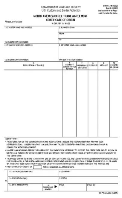 Trade Agreement Certificate Download Online