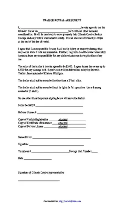 Trailer Rental Agreement