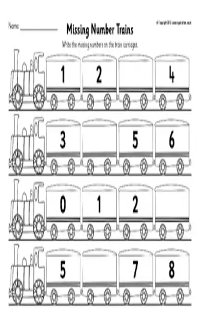 Train Missing Numbers Worksheet Template