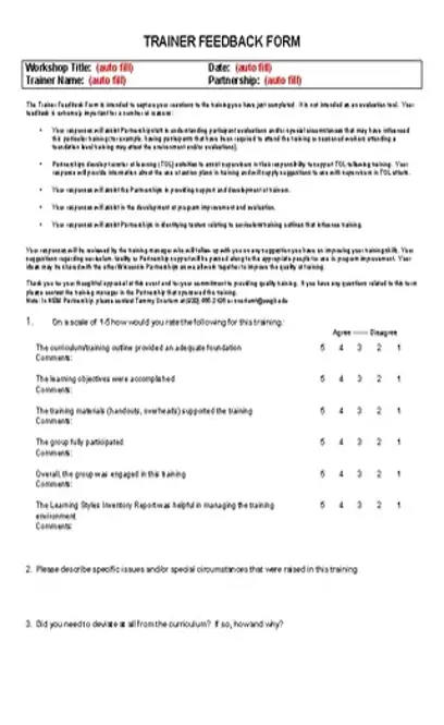 Trainer Feedback Form December 2007 1