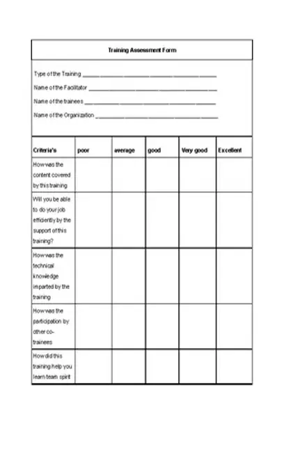 Training Assessment Form