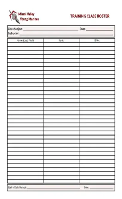 Training Class Roster Template