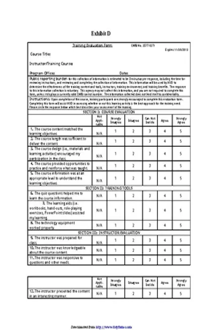 Training Evaluation Form 2