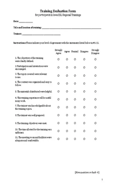 Training Evaluation Template