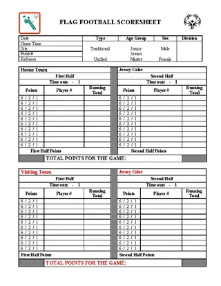 Training Football Scorecard Template