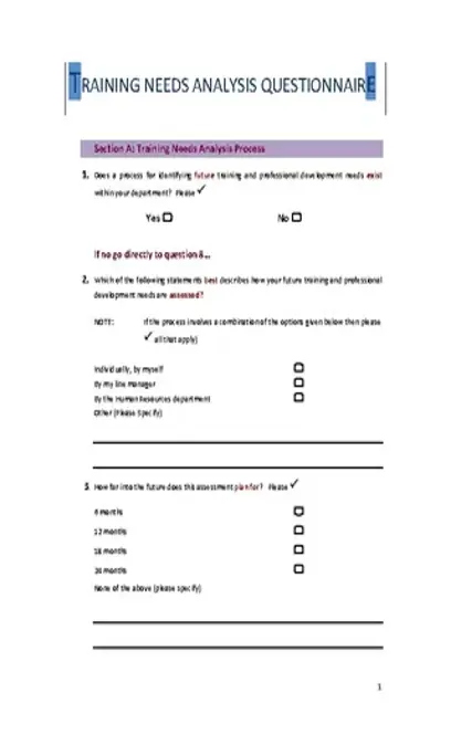 Training Needs Analysis Questionnaire Template