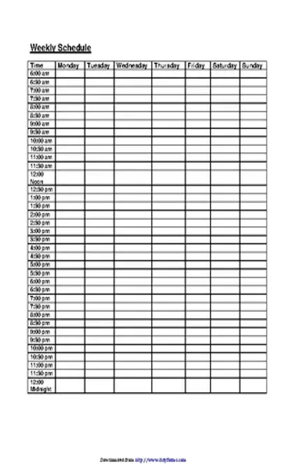 University Class Schedule Template