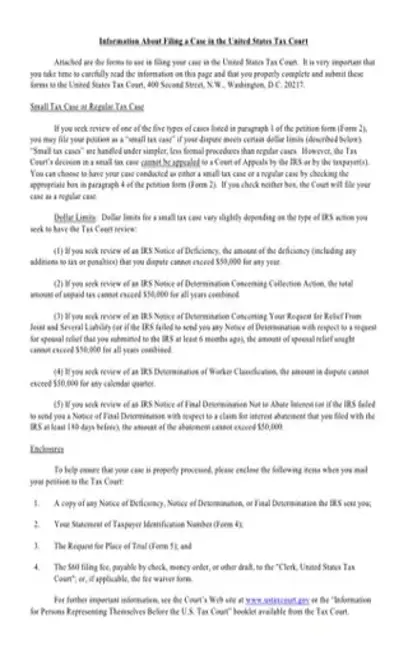 US Tax Court Petition PDF