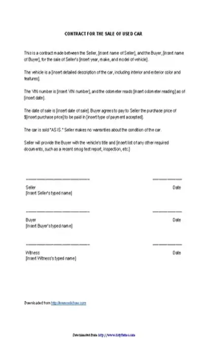 Used Car Sale Contract