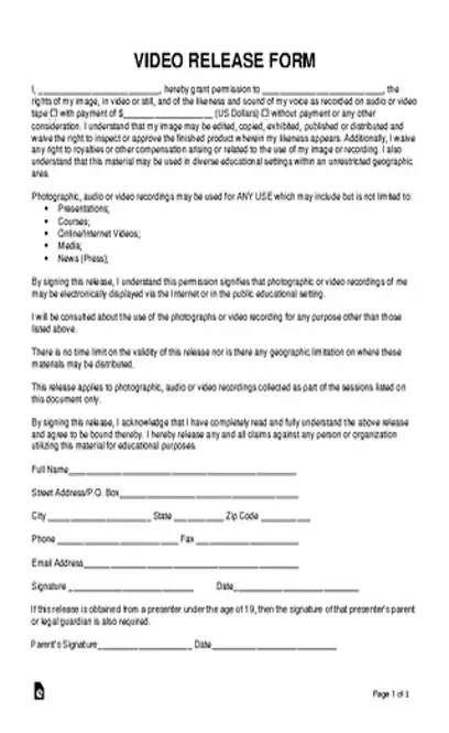 Video Release Form