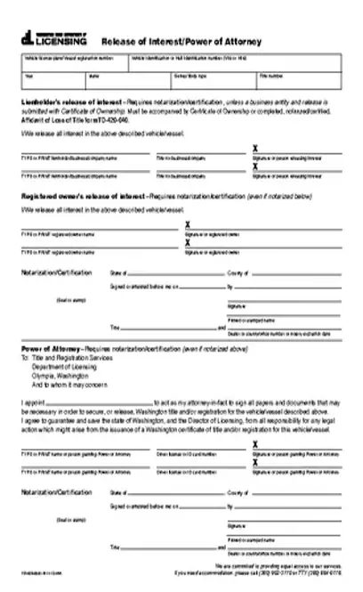 Washington Motor Vehicle Power Of Attorney Form1