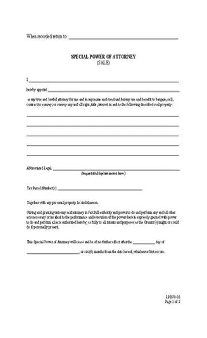 Washington Real Estate Power Of Attorney Form Lpb70 05