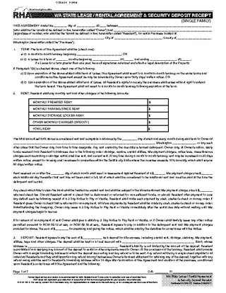 Washington Security Deposit Receipt Form