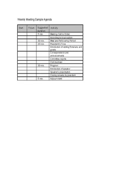 Weekly Meeting Sample Agenda