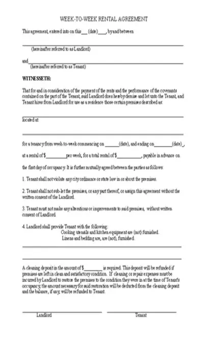 Weekly Rental Agreement Template