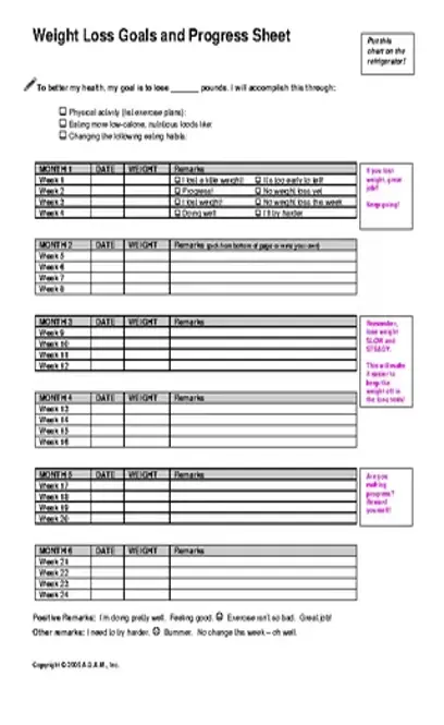 Weight Loss Tracking Sheet