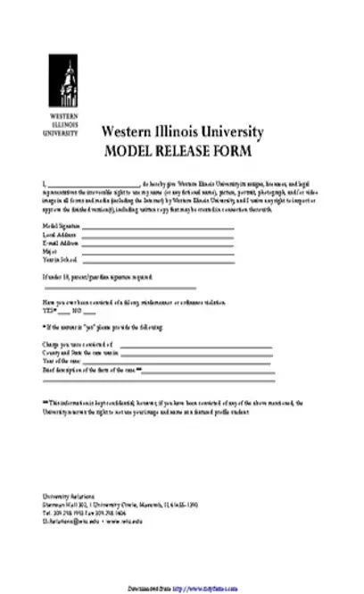 Western Illinois University Model Release Form