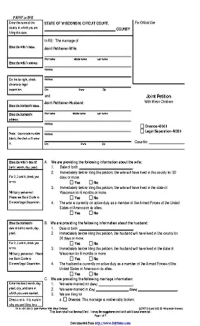 Wisconsin Joint Petition With Minor Children