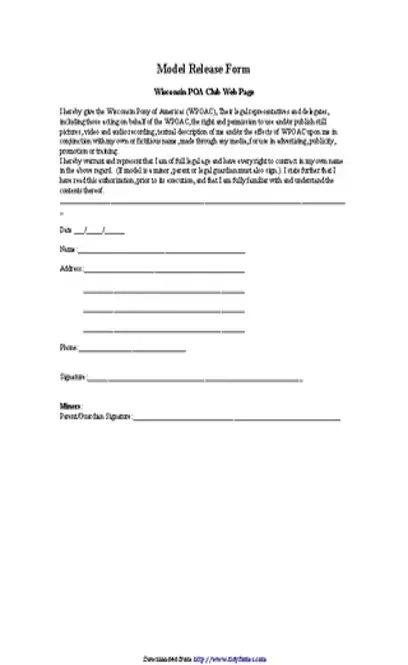 Wisconsin Model Release Form 1