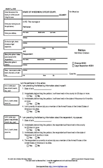 Wisconsin Petition With Minor Children