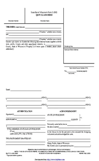 Wisconsin Quitclaim Deed Form 1