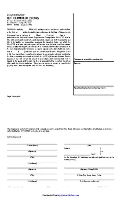 Wisconsin Quitclaim Deed Form 2