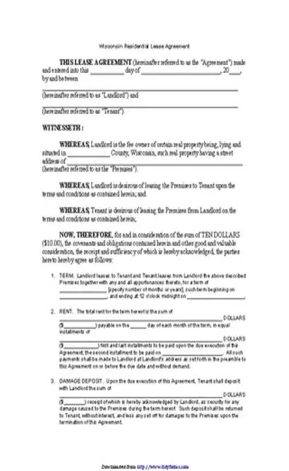 Wisconsin Residential Lease Agreement Template