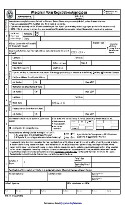 Wisconsin Voter Registration Application