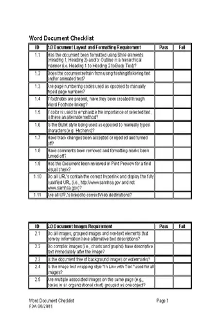 Word Documentation Checklist Template