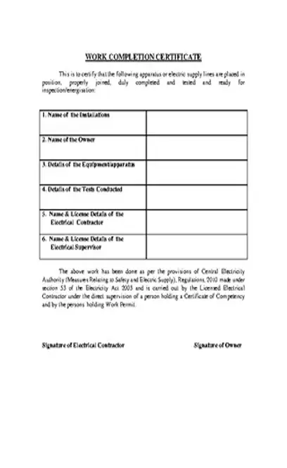 Work Completion Certificate Template2