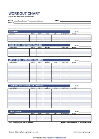 Workout Chart Template 1