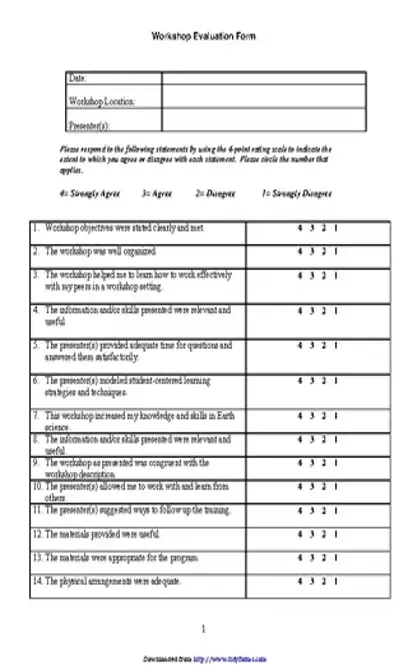 Workshop Evaluation Form 1