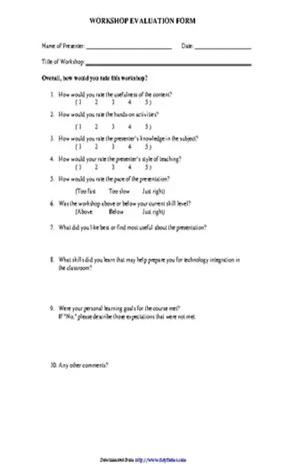 Workshop Evaluation Form 2