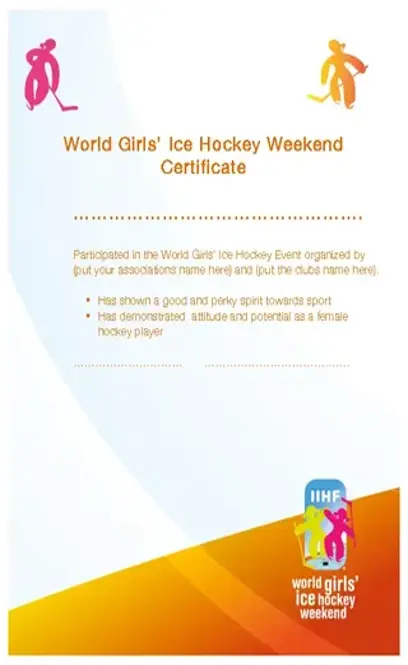 World Girls Ice Hockey Weekend Certificate