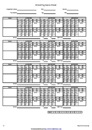 Wrestling Score Sheet 2