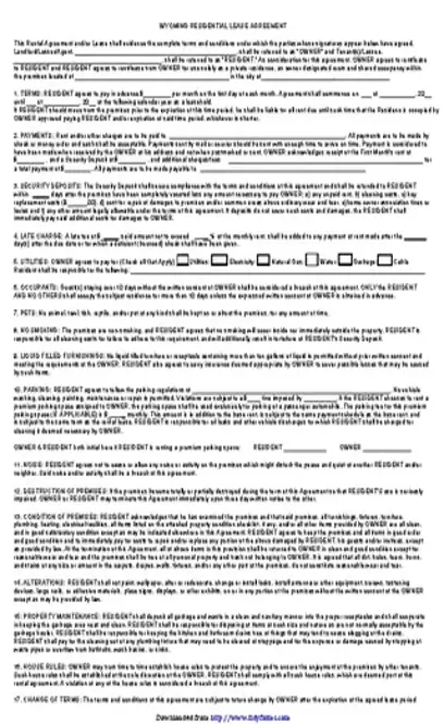 Wyoming Residential Lease Agreement