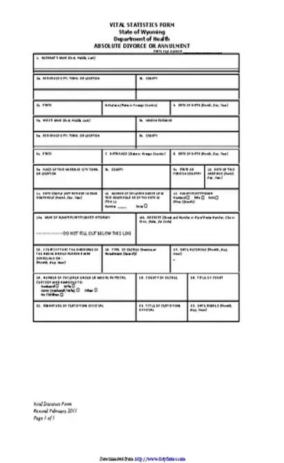 Wyoming Vital Statistics Form