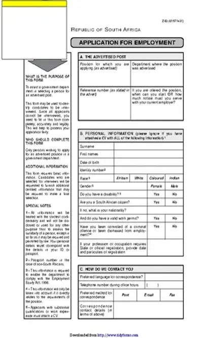 Z83 Application Form Fillable PDF Form